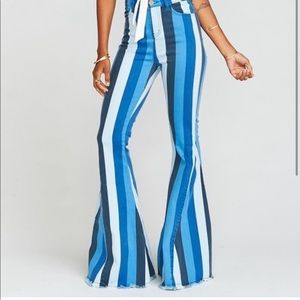 Show Me Your MuMu Striped Blue Bell Bottoms